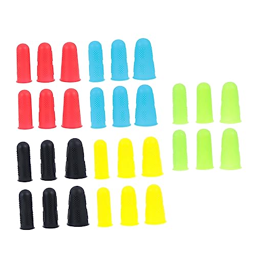 FOMIYES 30pcs Finger Protector Craft Finger Caps Nails Resistant Finger Guards Finger Sleeve Fingertips Cots Nail Gel Black Elbow Pad Rings and Bond Mittens Silicone Finger Tips