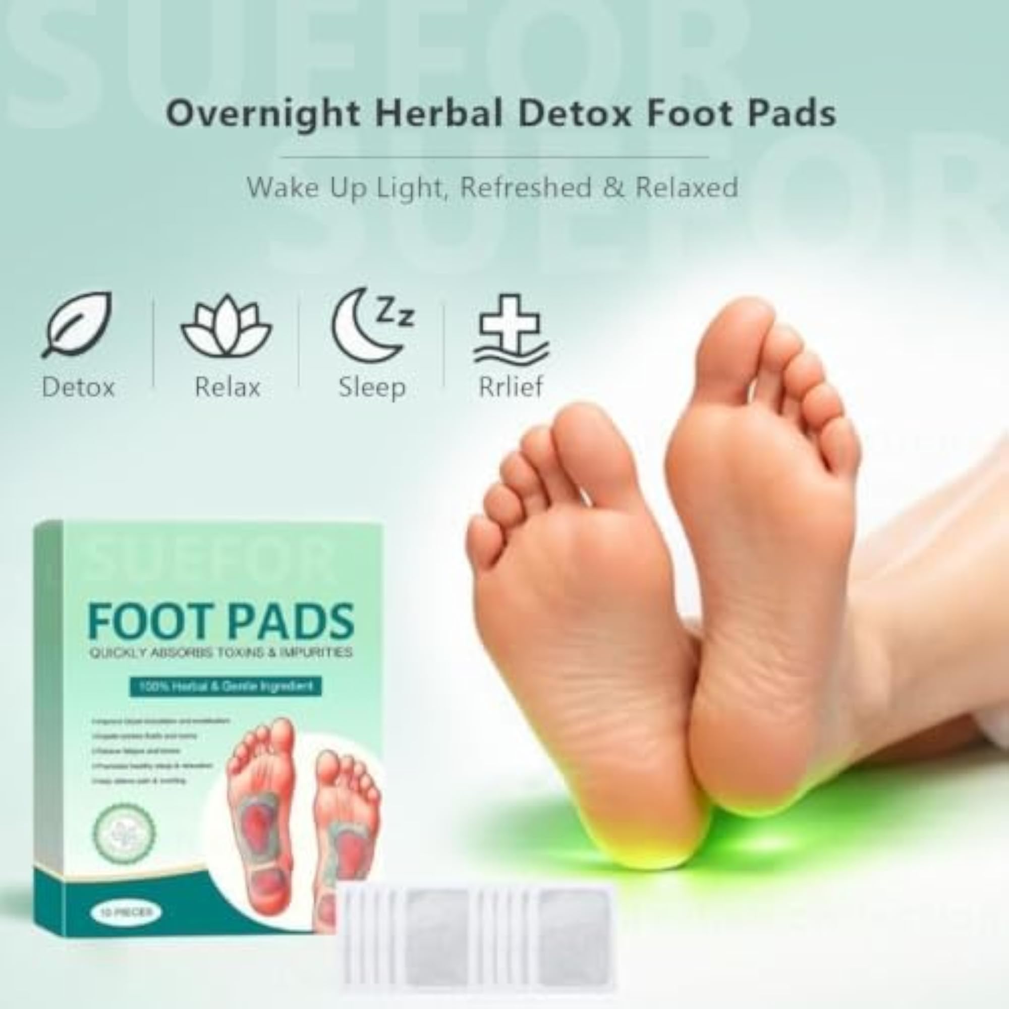 Herbal Ginger Foot Patches for Relaxation, Pack of 10