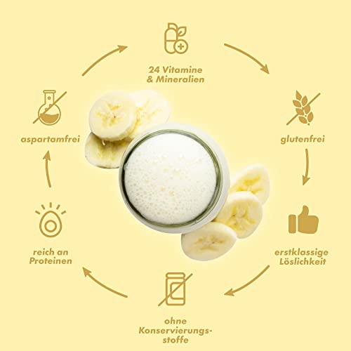 VitalBody+ DailyShake, Fresh Banana, 450 g, Mahlzeitenersatz-Shake zum Abnehmen, 15 Mahlzeiten, nur 250 kcal pro Shake, vollwertig & kalorienarm ersetzen