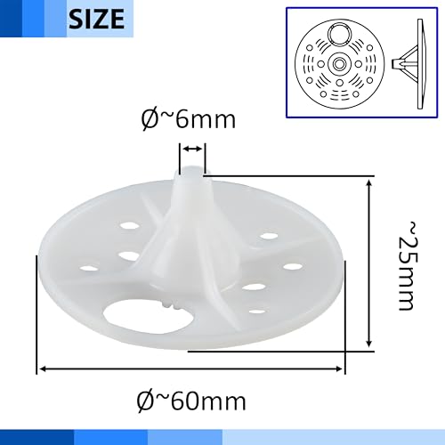 AERZETIX - Satz mit 10 Rosettenscheiben Ø60mm für Holzschrauben mit Kappe - Befestigung von Isolierplatten aus expandiertem extrudiertem Polystyrol - aus Kunststoff - Farbe weiß