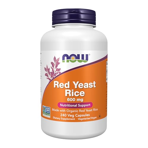 NOW Supplements Red Yeast Rice 600 mg Made with Organic Red Yeast Rice 240 Veg Capsules
