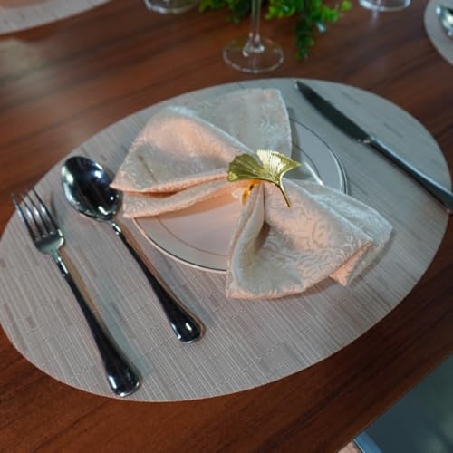 WAZAIGUR Oval Placemats Set of 6 for Dining Table Washable, Cream by WAZAIGUR - Used condition - Image 7