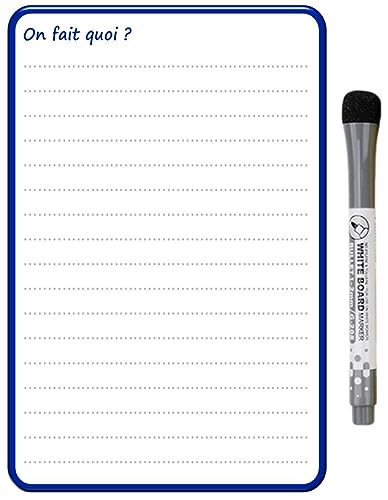 Planning et Liste à faire - To do list - magnétique effaçable pour frigo 15X21 cm A5 + 1 marqueur effaçable magnétique, liste à faire familial - pense bête (On fait quoi)