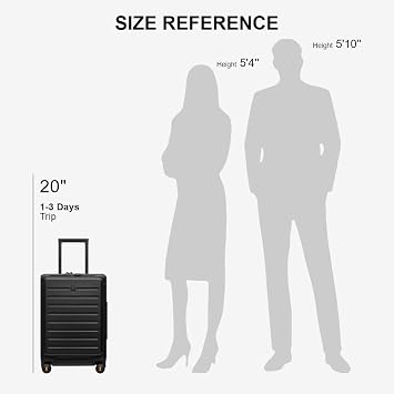 LEVEL8 Road Runner Carry On Luggage with Front Compartment, 20 Inch Lightweight Hard Shell Suitcases with Wheels Airline Approved, Tsa Locks for Luggage, Black,21.46 x 14.57 x 9.45