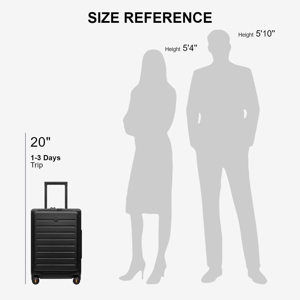 LEVEL8 Road Runner Carry On Luggage with Front Compartment 20 Inch Lightweight Hard Shell Suitcases with Wheels Airline Approved Tsa Locks for Luggage Black21.46 x 14.57 x 9.45 product thumbnail 7