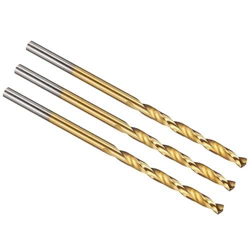 PATIKIL 2.3mm Drill Bit, M42 8% Cobalt High-Speed Steel Jobber Straight Shank 135° Titanium Nitride (TiN) Coated for Hard Metal Stainless Steel - 3 Pack