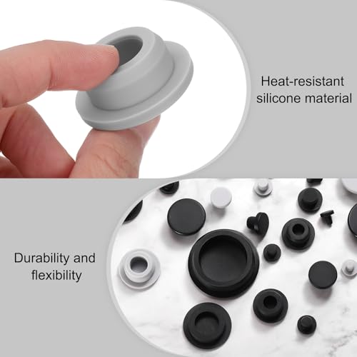 Image of uxcell 20 Pcs Hole Plugs, Heat Resistant Silicone Flush Type Fastener Hole Cover Plug for 25mm(1 Inch) Hole, Round Snap Locking Tubing Plug Hole for Furniture Cabinet, Grey