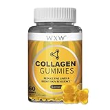WXW Hydrolyzed Collagen Peptides Gummies for Women, Non-GMO Anti-Aging Formula with Biotin, Zinc, Vitamins C & E for Hair, Skin and Nails | 60ct,Lemon Flavor