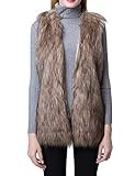 Escalier Women's Faux Fur Vest Waistcoat Sleeveless Jacket Khaki