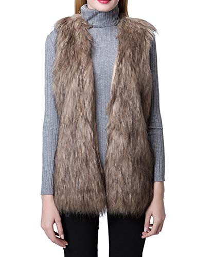 Escalier Women's Faux Fur Vest Waistcoat Sleeveless Jacket