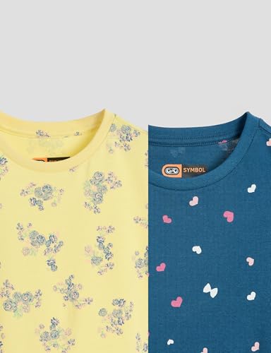 Image of Amazon Brand - Symbol Girls 100% Cotton Night Suit Set |Half Sleeves T-Shirt & Pajama Set | Age 2-14 Years