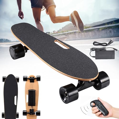 Monopatín eléctrico con Control Remoto inalámbrico, monopatín Cruiser para Adultos, 3 velocidades Ajustables, Velocidad máxima de 15 km, Alcance de 8 km, Ligero y portátil, Longboard Adolescentes