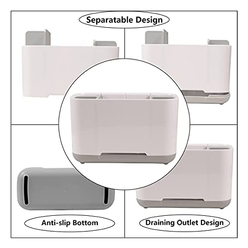 Toothbrush Holder For Bathroom Detachable For Easy Cleaning Toothbrush Caddy With 2 Dividers And Anti-Slip Base For Family&Kids(Blue) #TOP4