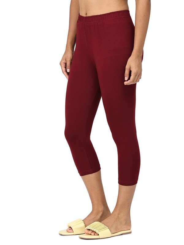 Image of Robinbosky Premium Stretchable Cotton Capri Legging for Women | Suitable for Formal wear & Casual wear | High-End Elastic Makes. The Leggings Squat Proof and Durable for Travel, Yoga, & Workout.