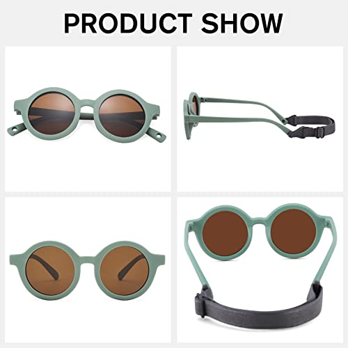 COASION Baby Polarized Round Sunglasses Flexible Rubber Shades with Strap for Toddler Newborn Infant Ages 0-24 Months3