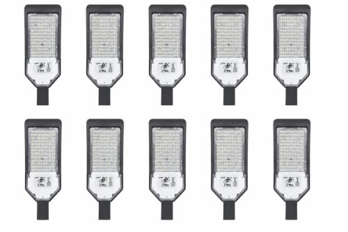 Image of D'Mak 100W LED Street Light with Focus Lens | IP65 Waterproof Outdoor LED Street Lamp | High Brightness Cool White Light for Road, Street, Garden, Parking Area & Security Lighting (Pack of 10)