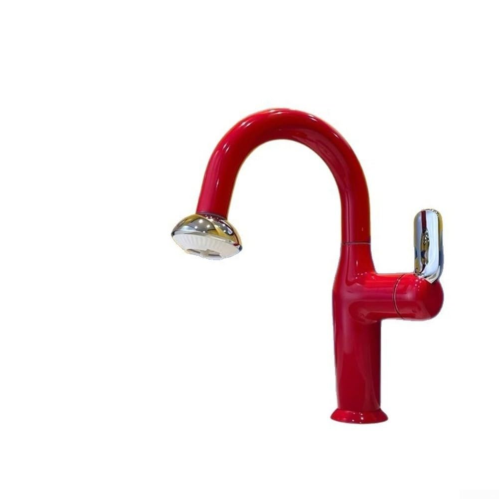 Robinet d'évier extractible OVNI rouge corail avec deux jets