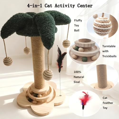 Rascador para gatos torre de sisal con juguetes interactivos miniatura 4