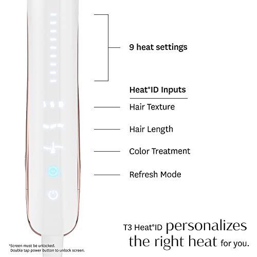 T3 Smooth Id 1” Flat Iron With Touch Interface - Digital Ceramic Flat Iron With Interactive Heatid Technology For Automatic Heat Setting Personalization #TOP1