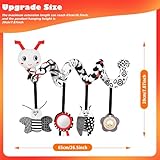 Zendstanding Car Seat Toys for Babies, 0-6 Months Pram Toys Stroller Activity Black White Baby Spiral Plush Toys Newborn High Contrast Sensory Carseat Toys with 4 Pendants Hanging Boys Girls Gift - Image 7