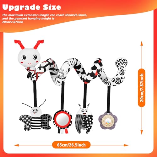 Zendstanding Kinderwagen Spielzeug - Aktualisierte Version Babyschale Spielzeug Baby Spielzeug 0-6 Monate Schwarz Weiß Kontrast Hängespielzeug Baby Spielzeug ab 3 Monate Neugeborenes Geschenke
