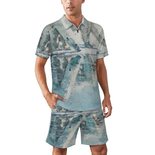 Combinaison ours polaire blanc vêtement de sport 2 pièces pour homme et femme look décontracté