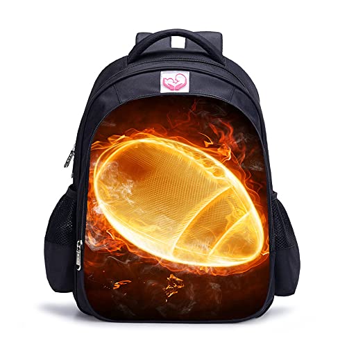 Waniyin Sac à dos pour enfants adultes Sac à dos Burning Rugby Fashion Sac à dos de loisirs pour enfants étudiants (41x28x12 cm/16 pouces) Sac à dos imprimé en 3D Cover