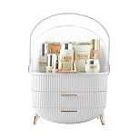 BTGGG Multi-Function Make Up Case Dustproof Cosmetic Storage Box, Organizer Skin Care Products Jewelry Organizer Finishing Box for Bedroom Bathroom Desktop (White)