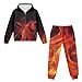 Suhoaziia Fire Flames Girls 2 Pieces Outfits Soft Comfortable Tracksuits Zip Up Hoodie Sweatshirts and Sweatpants Sportswear Athletic Clothing Sets Fall Winter Fashion Clothes