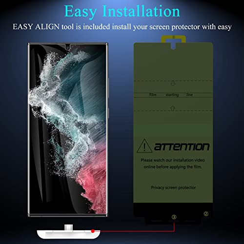 Lywhl [2+2 Pack] For Samsung Galaxy S22 Ultra Privacy Screen Protector [Support Fingerprint Reader] Anti-Spy Full Adhesive Flexible Film + Camera Lens Glass Protector For Galaxy S22 Ultra 5G 6.8” #TOP4