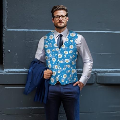 Men's Suit Blazer Vest Business Formal Dress Waistcoat Vest with Adjustable Back Strap for Suit or Tuxedo4