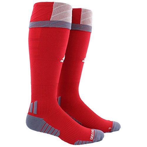 adidas Unisex Traxion Premier OTC Soccer Sock (1-Pair), Power Red/Light Onix/Onix, 9-13