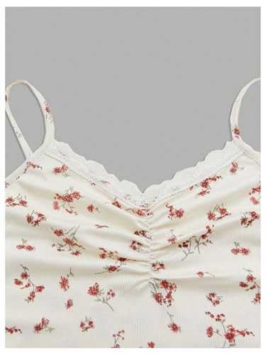 SOLY HUX Women's Y2k Floral Print Camisole Fairy Cute Lace Trim Cami Top Coquette Summer Vest Tops3