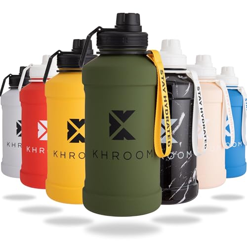 Khroom Botella deportiva de acero inoxidable 1,3L o 2,2L – Para bebidas con gas, irrompible, a prueba de fugas, ideal para deportes, gimnasio, fitness y actividades al aire libre - 1 litro | Verde