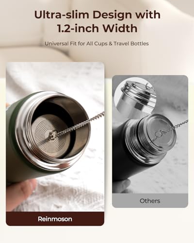 Reinmoson Mini Tea Strainers for Loose Tea, Extra Fine Mesh Tea Infuser, 304 Stainless Steel & Updated Slim Threaded Lid, Loose Leaf Tea Steeper for Black Tea, Rooibos, etc