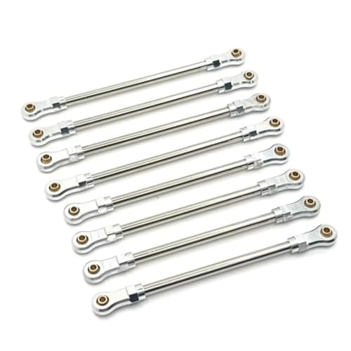 MIXVZARF RC Upgrade Accessories for Yikong for YK4106 1/10 8pcs Metal Pull Rod Link Rod Linkage RC Crawler Car Upgrade Parts Accessories Replacement Parts(Silver)