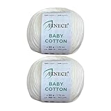 FINECE Baby Cotton, 60% Cotton 40% Acrylic Yarn, Fine (2) for Crochet and Knitting 2 x 1.76 Oz (2 x