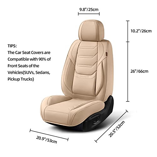 Image of TIEHESYT Car Seat Covers Full Set, Breathable Leather Automotive Front and Rear Seat Covers, Car Seat Protectors Full Set, Compatible with Most Vehicles, SUV (Faddish Beige, Front Pair and Rear)