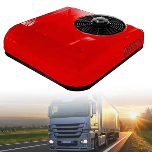 Cashwise Aire Acondicionado de la Techo de Camiones, Aire Acondicionado Superior para vehículo, Aire Acondicionado Inteligente de enfriamiento Todo en uno, Adecuado para excavador, RV Boat,Red-12V
