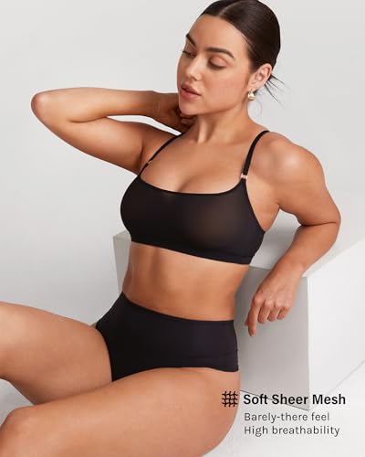 Image of INLYRIC Women's Cosnufy Sheer Bralette - Cami Mesh Unlined No Padding See Through Wirefree Bralettes Pullover