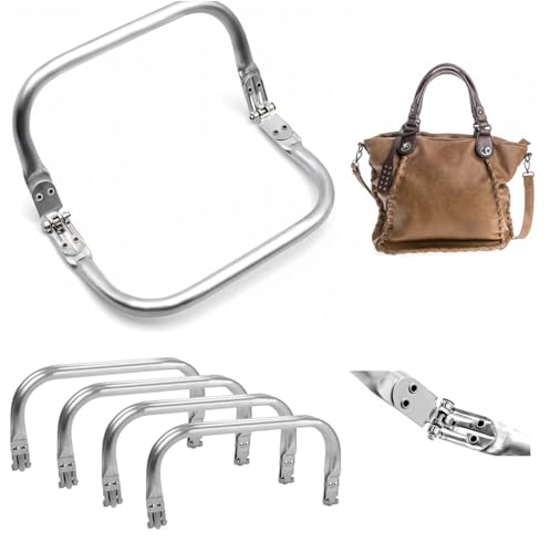 Rkixlix Lot de 4 Cadre Tubulaire Interne de 16, 18, 20 et 25 cm Cadres de Sac à Main en Aluminium Sac Crochet Cadre en U Poignées de Cadres pour Sacs à Main...