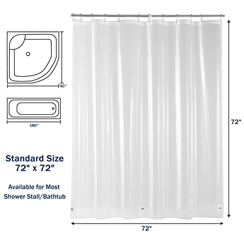 Downluxe Waterproof Clear Shower Curtain Liner - Peva Lightweight Plastic Shower Liner With 3 Magnets, Shower Curtains For Bathroom, 72" X 72", Clear #TOP5