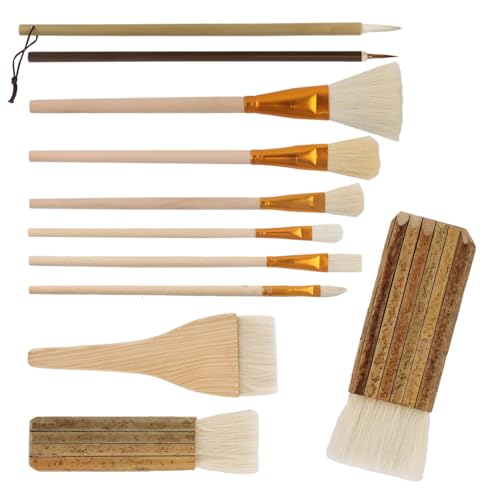 Pottery Glaze Brushes Pottery Brushes for Glazing 11 PCS Painting Ceramic Brush Set Different Shape Wool Soft Bristle for Ceramic Potterys Glazing Creation Acrylic Watercolor