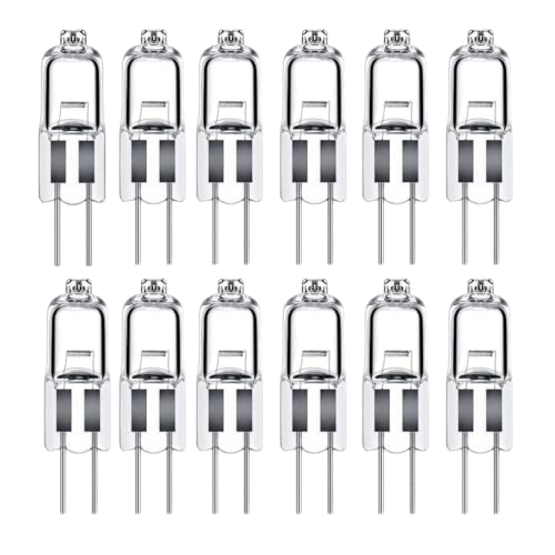 LISOCLU Lámparas halógenas G4 6v 12v 24v 110v 220v 5w 10w 20w 28w 35w 40w 50w Blanco cálido 3000k Dimmable g4 Lámparas halógenas Cocina Sala de estar Dormitorio (12V-50W/12PCS)