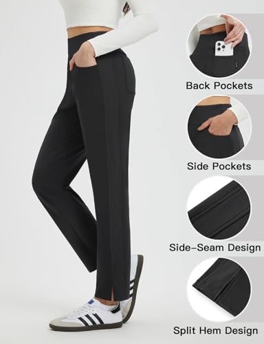 baleaf Women's Fleece Lined Pants Winter Thermal Travel Pants Cold Weather Golf Hiking Snow Pockets Work Casual4