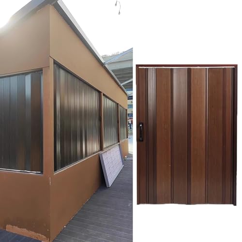 Jievmrs Puerta Plegable Puerta Corrediza Tipo Acordeón Marrón con Veta de Madera, Puertas Plegables Pequeñas para Armario, Puerta de Granero para Trastero, Puerta Mosquitera(32x30in(80x76cm))