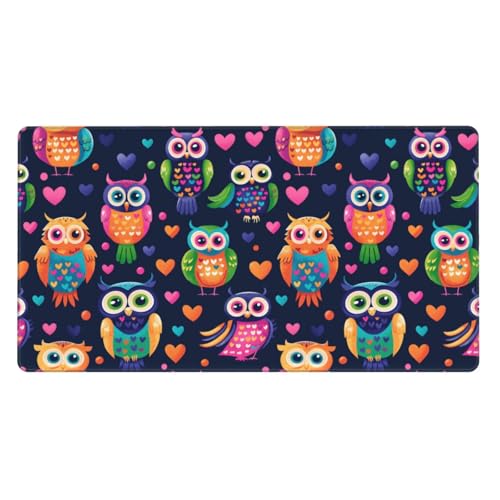 Tapis de souris en caoutchouc imprimé hibou avec bords cousus durables