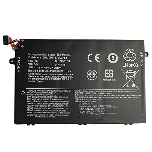 11.1V 45Wh 4080mAh L17M3P51 SB10K97607 01AV446 Batteria di Ricambio per Lenovo ThinkPad E480 E580 Series