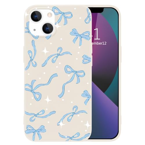 Coque iPhone 15 mignon nœud bleu cadeau idéal pour filles