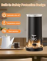 5 in 1 Milchaufschäumer Elektrisch 600W Automatischer Milchaufschäumer für 350 ml heißen kalten Milchschaum mit Antihaftbeschichtung, Ein-Klick-Steuerung für heiße Schokolade, Latte, Cappuccino etc – Ansicht 9